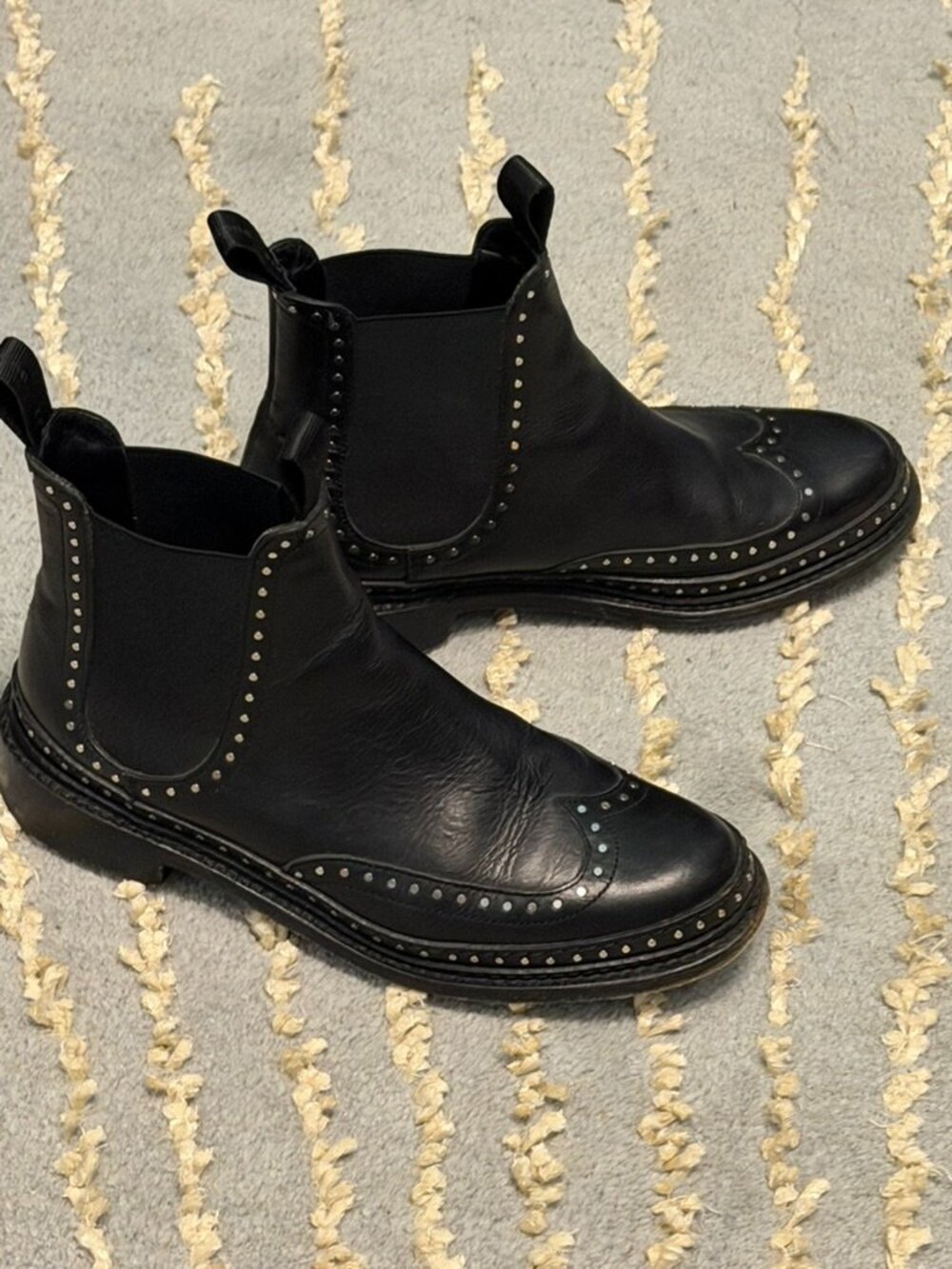Rag & Bone Benson Chelsea Boots Black Studded Leather Ankle Boots 38 / 7.5 - Picture 4 of 16